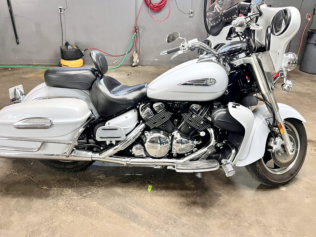 Ceramic-coated white Yamaha touring bike