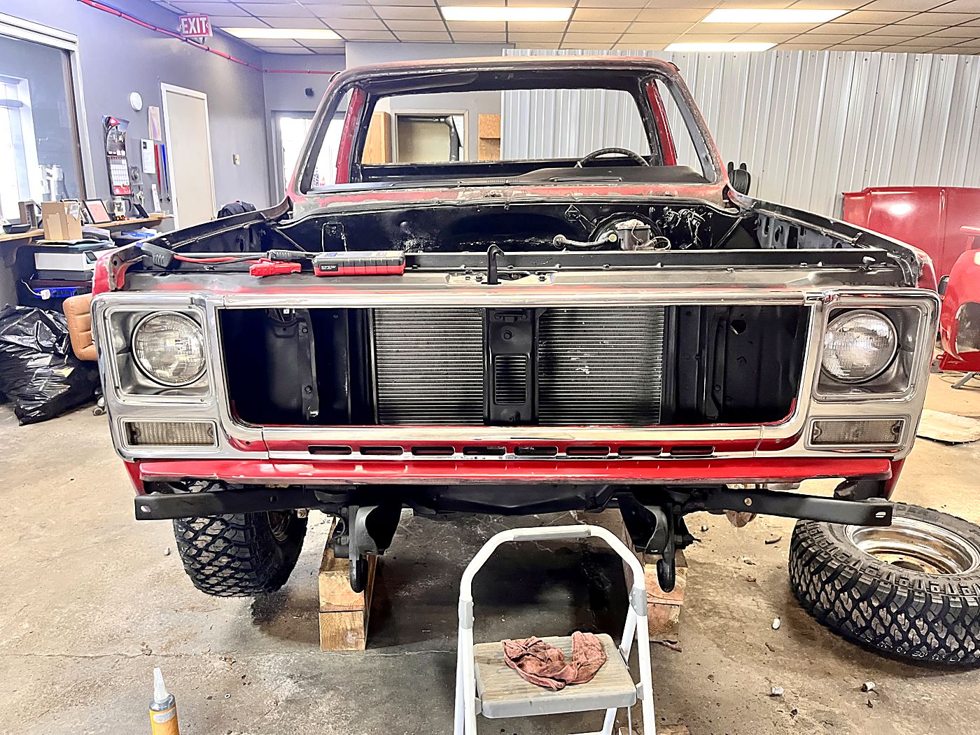 Front of the family truck during the rebuild