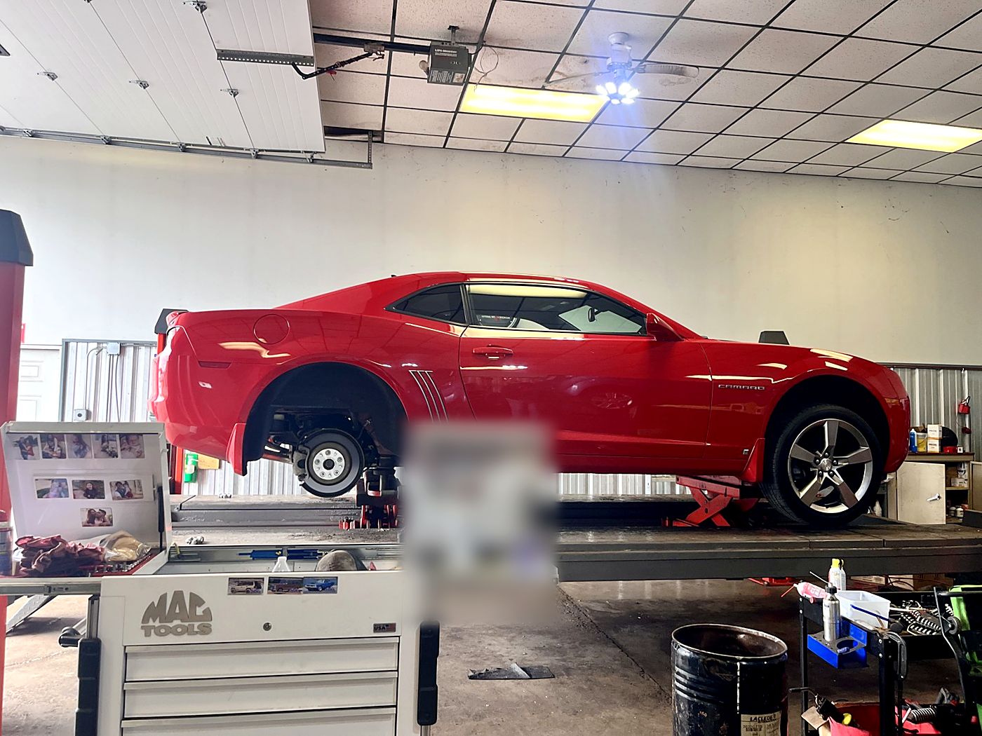 Camaro on the lift for repair