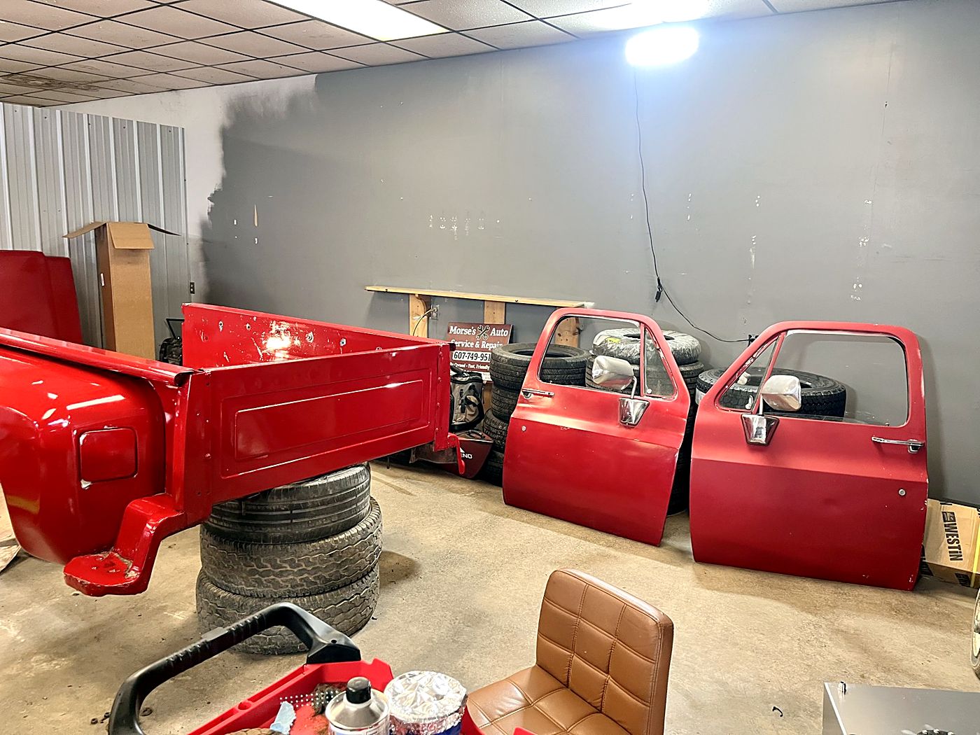 Family truck bed and doors painted