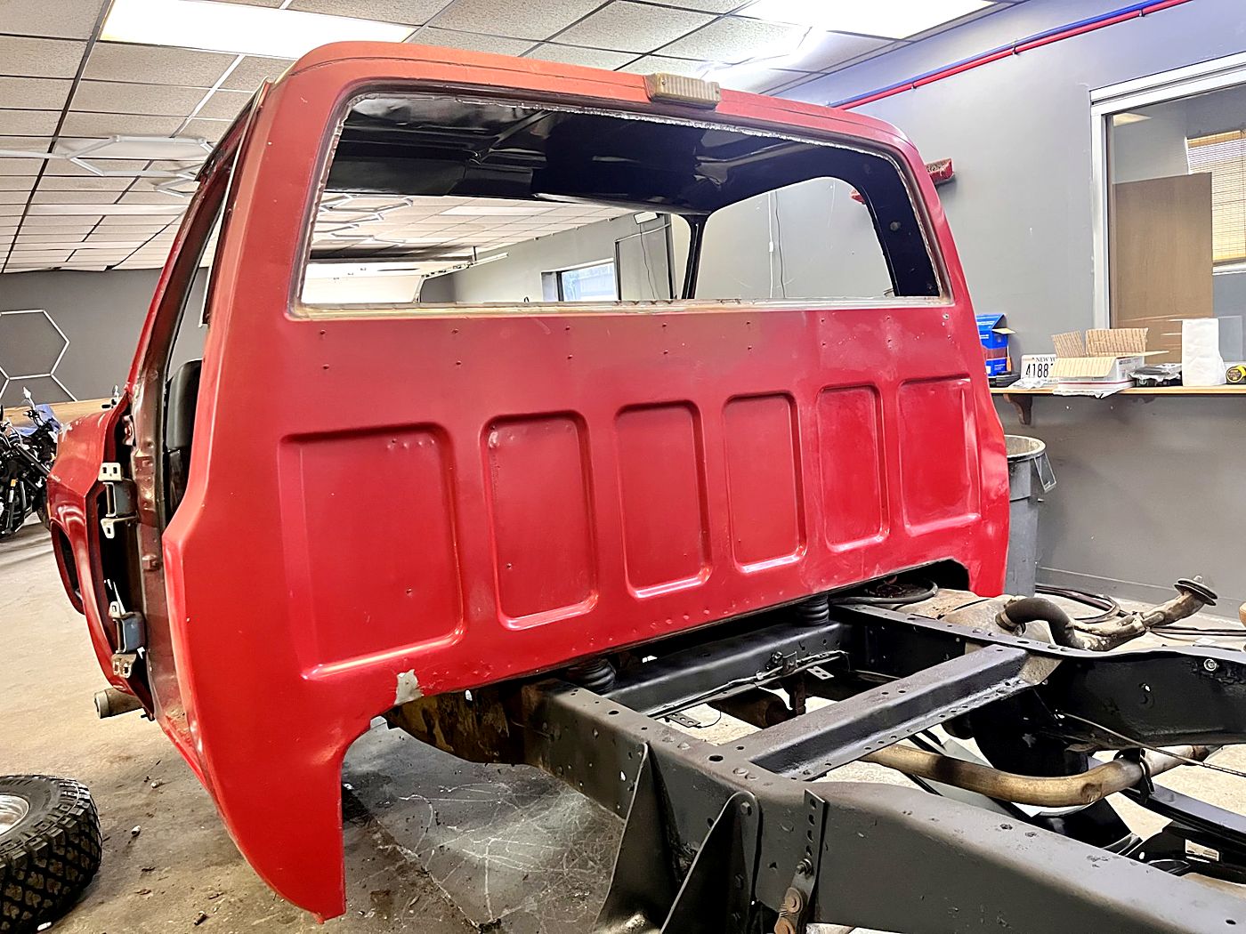 The cab in the shop